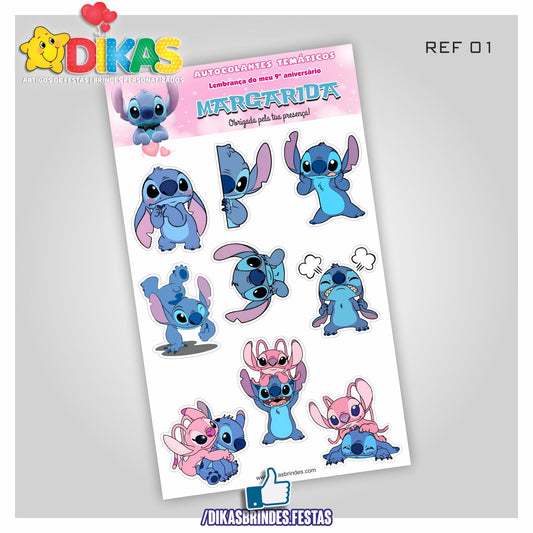 CARTELA PERSONALIZADA COM AUTOCOLANTES - STITCH