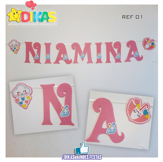 BANDEIROLAS TEMÁTICAS EM E.V.A - CHUVA DE AMOR