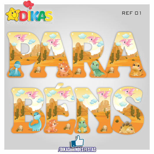 FAIXA "PARABÉNS" - DINOSSAUROS