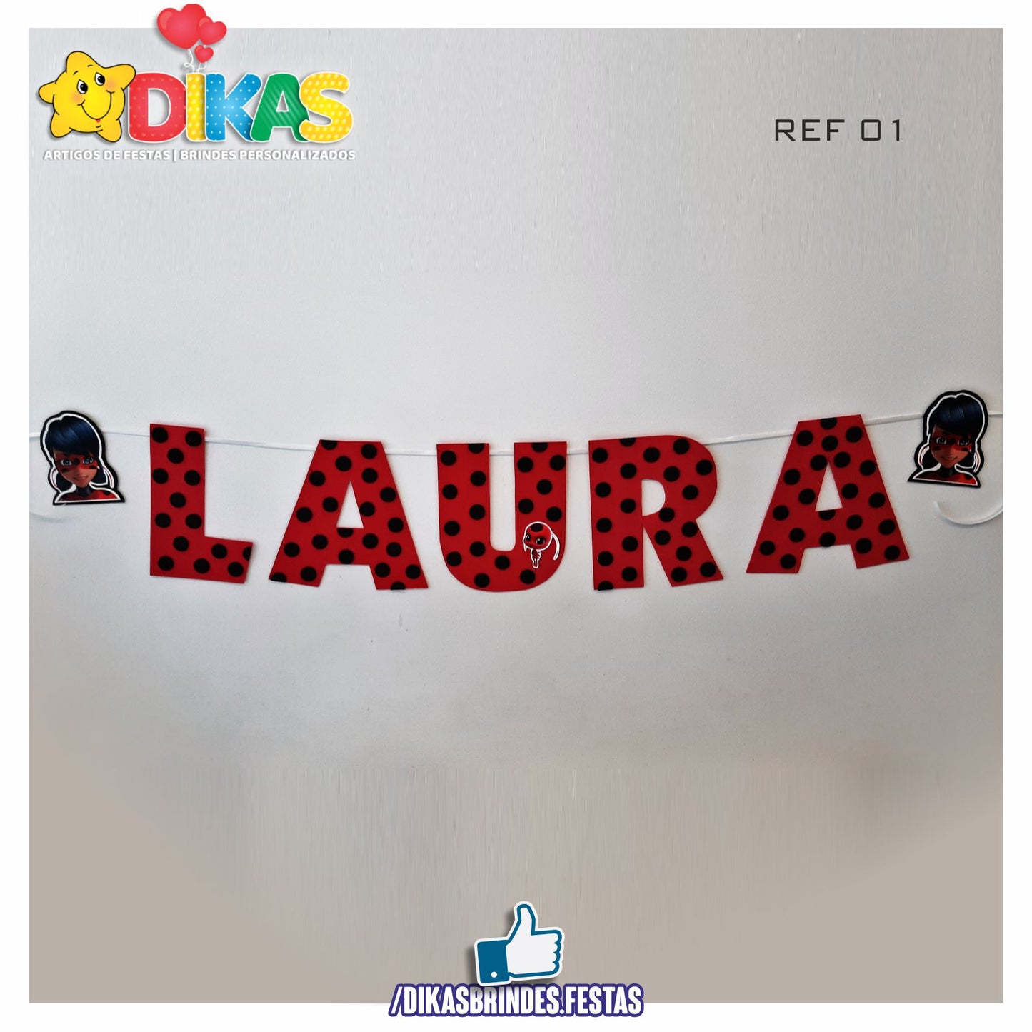 BANDEIROLAS TEMÁTICAS EM E.V.A - LADYBUG