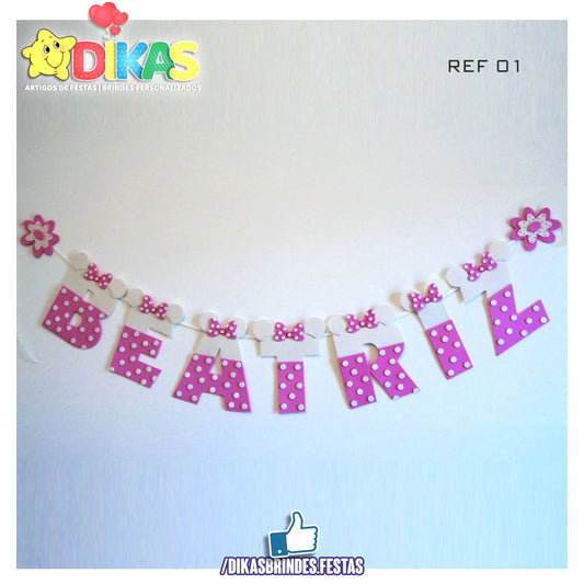 BANDEIROLAS TEMÁTICAS EM E.V.A - MINNIE BABY