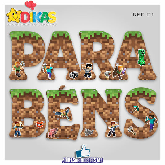FAIXA "PARABÉNS" - MINECRAFT