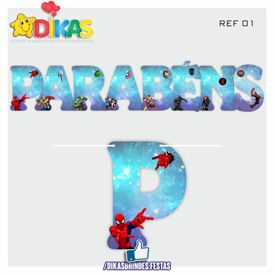FAIXA "PARABÉNS" - AVENGERS