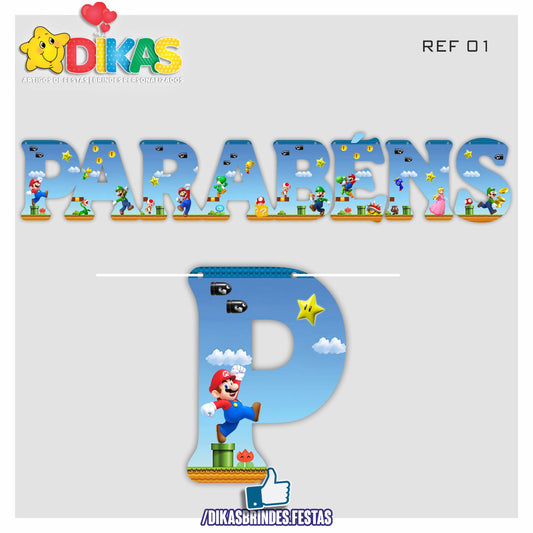 FAIXA "PARABÉNS" - MARIO BROS