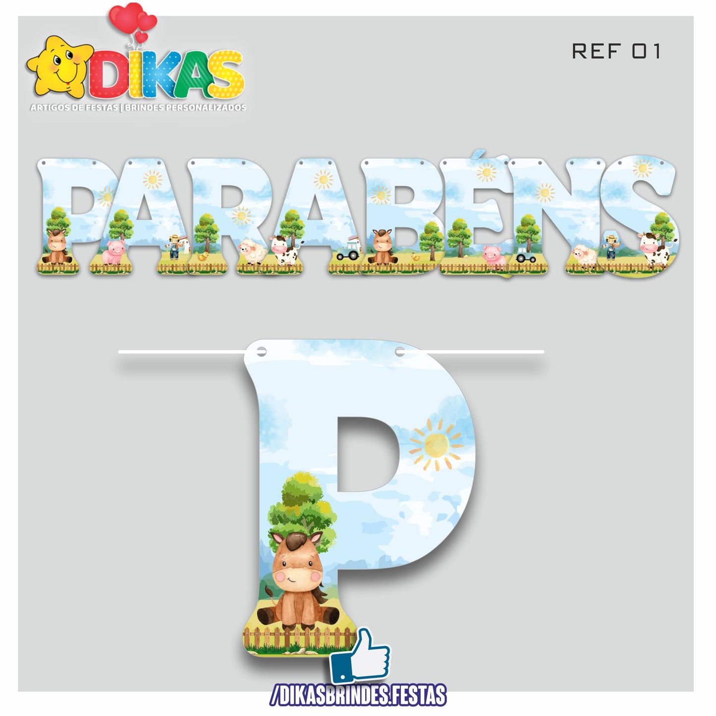 FAIXA "PARABÉNS" - ANIMAIS DA QUINTA