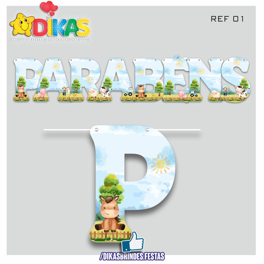 FAIXA "PARABÉNS" - ANIMAIS DA QUINTA