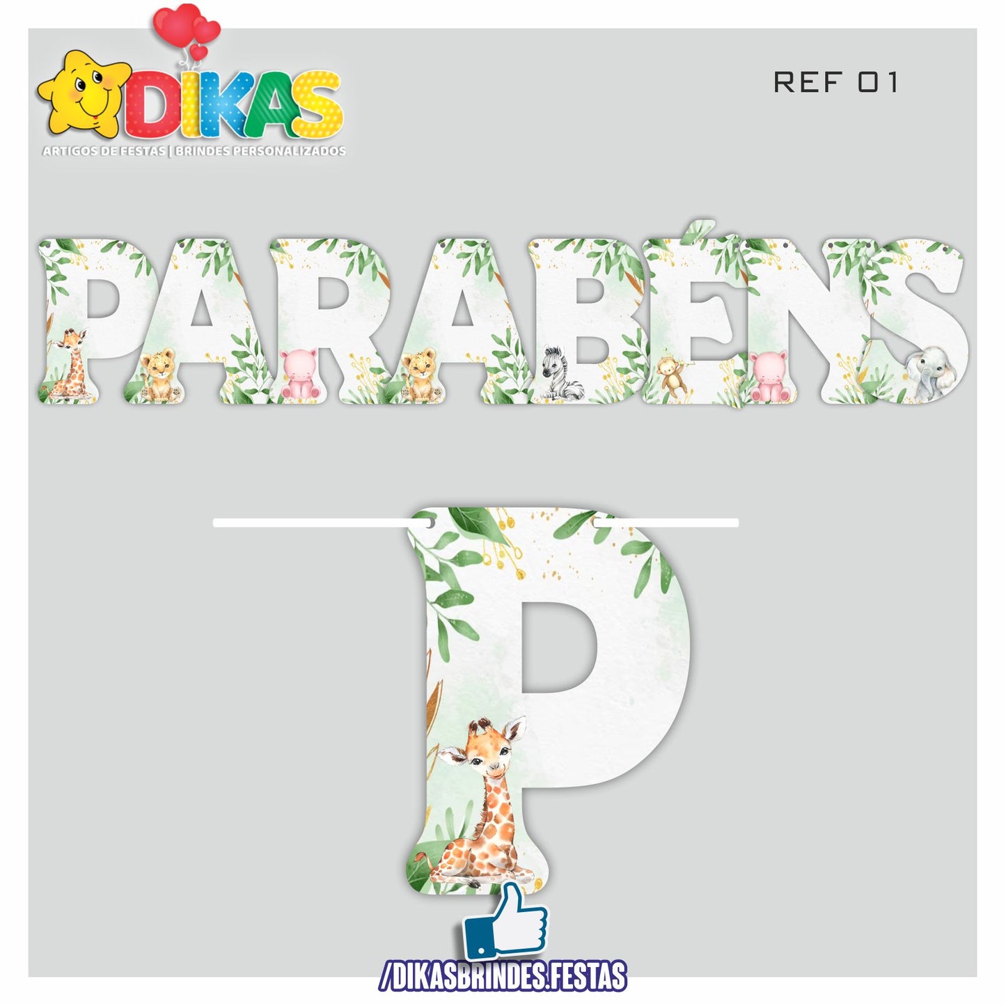 FAIXA "PARABÉNS" - ANIMAIS DA SELVA