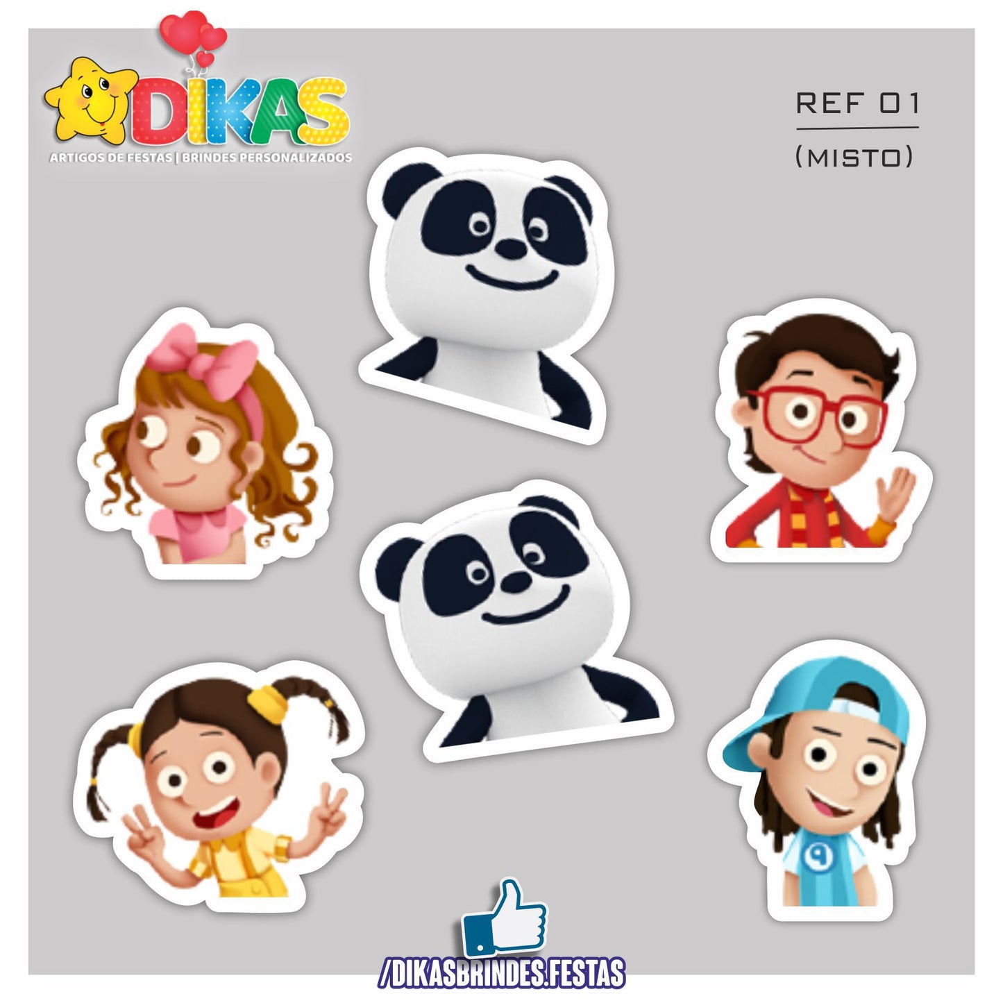 APLIQUES PEQUENOS - PANDA E OS CARICAS