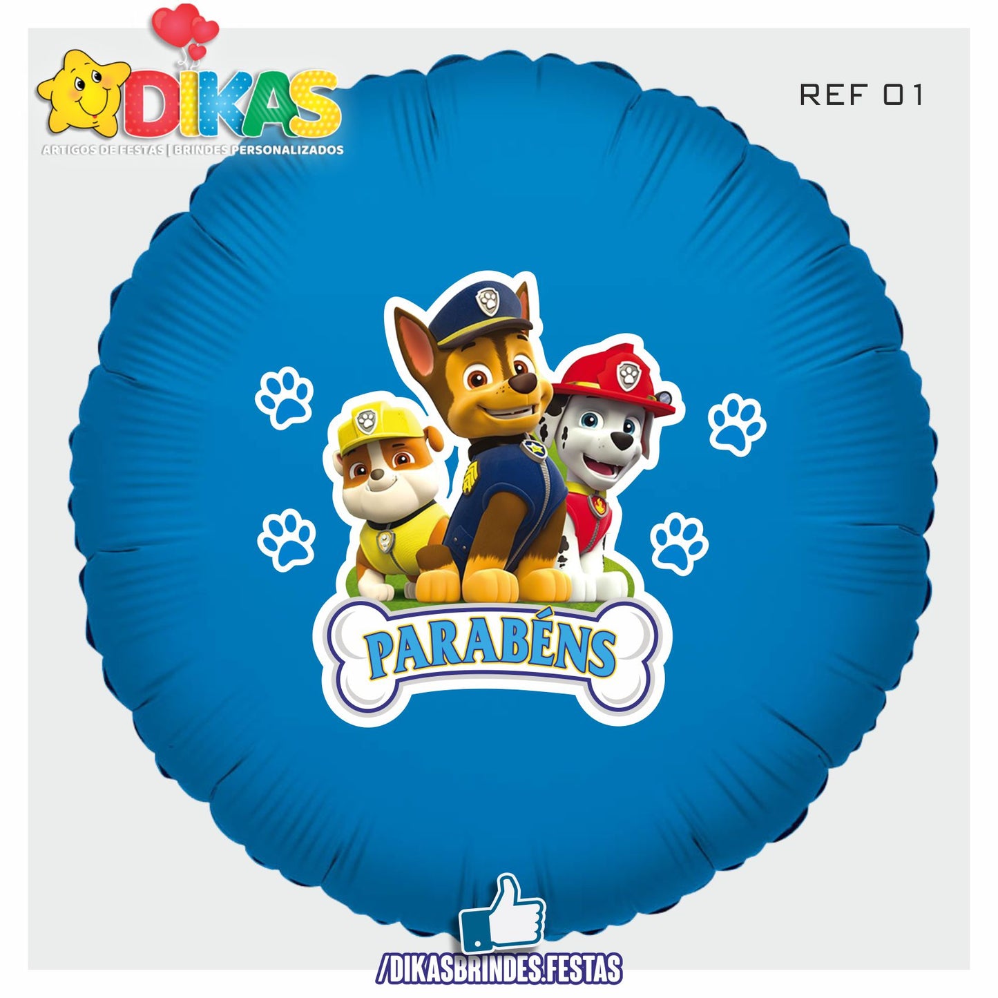 BALÃO FOIL TEMA/PARABÉNS - PATRULHA PATA