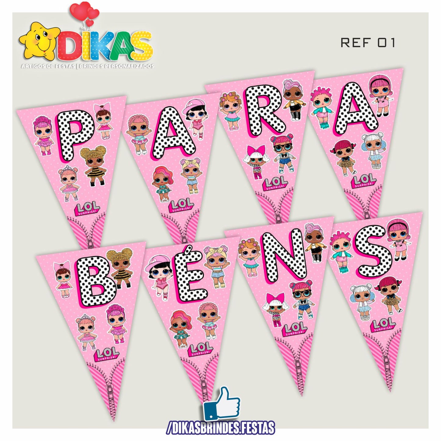 BANDEIROLA "PARABÉNS" - L.O.L.
