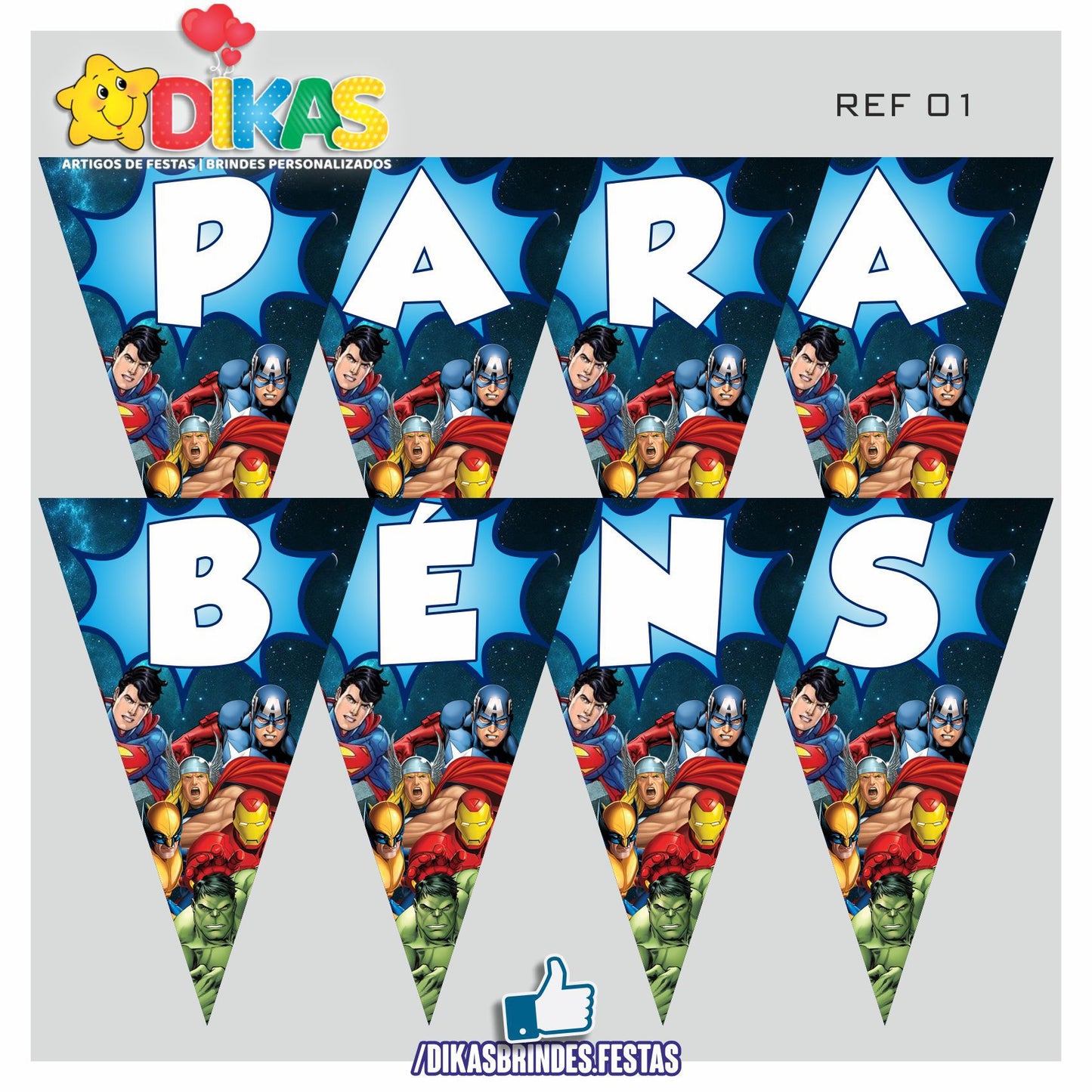 BANDEIROLA "PARABÉNS" - AVENGERS