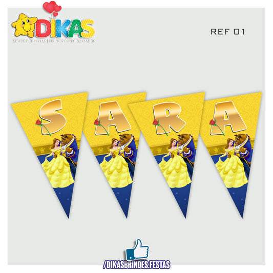 BANDEIROLA PERSONALIZADA - A BELA E A FERA