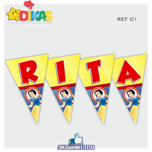BANDEIROLA PERSONALIZADA - BRANCA DE NEVE