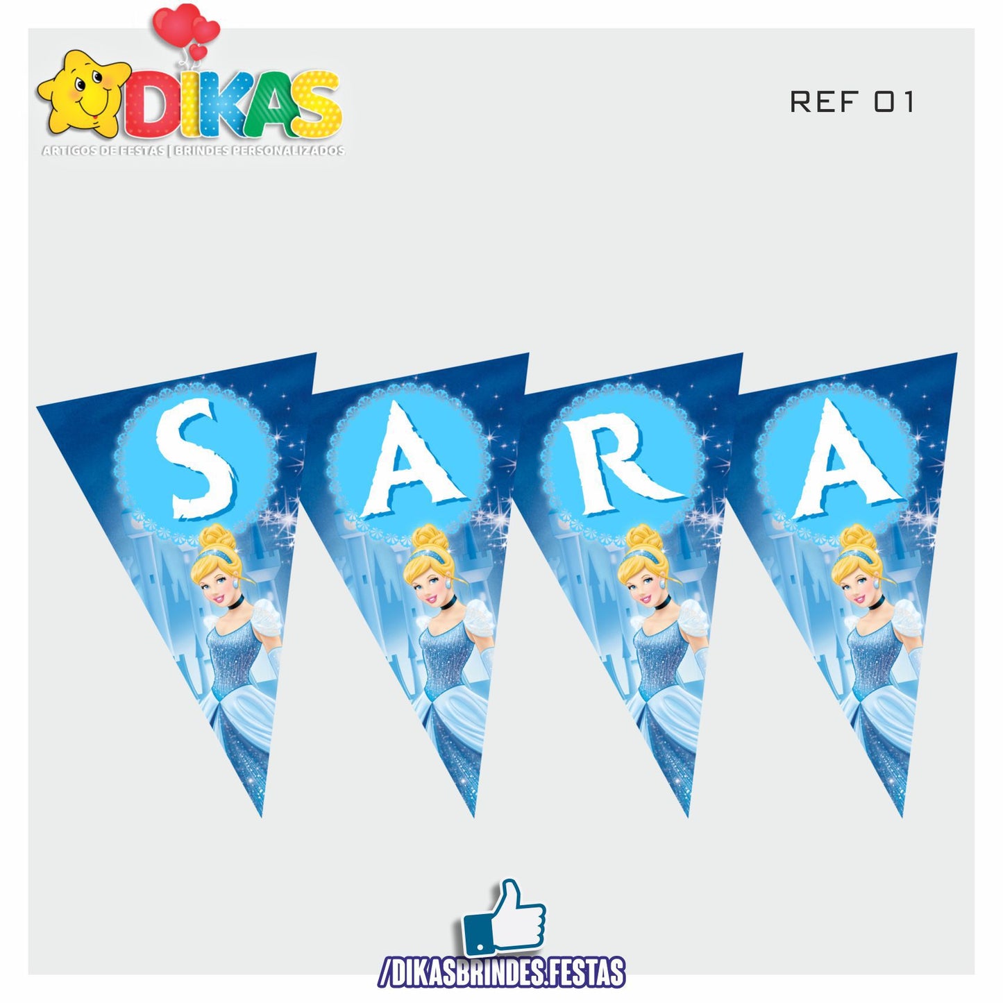 BANDEIROLA PERSONALIZADA - CINDERELA