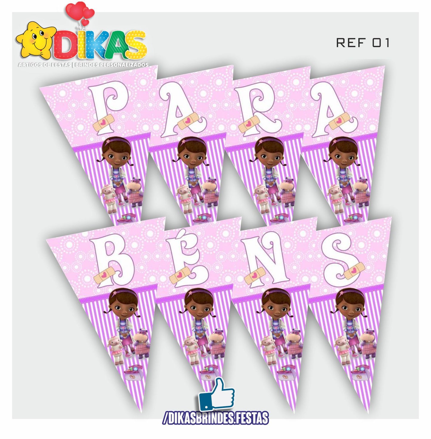 BANDEIROLA "PARABÉNS" - DOUTORA BRINQUEDOS