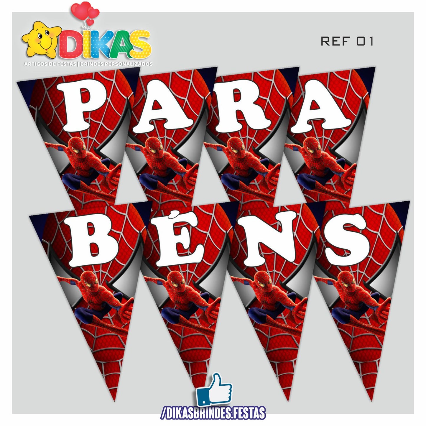 BANDEIROLA "PARABÉNS" - HOMEM ARANHA
