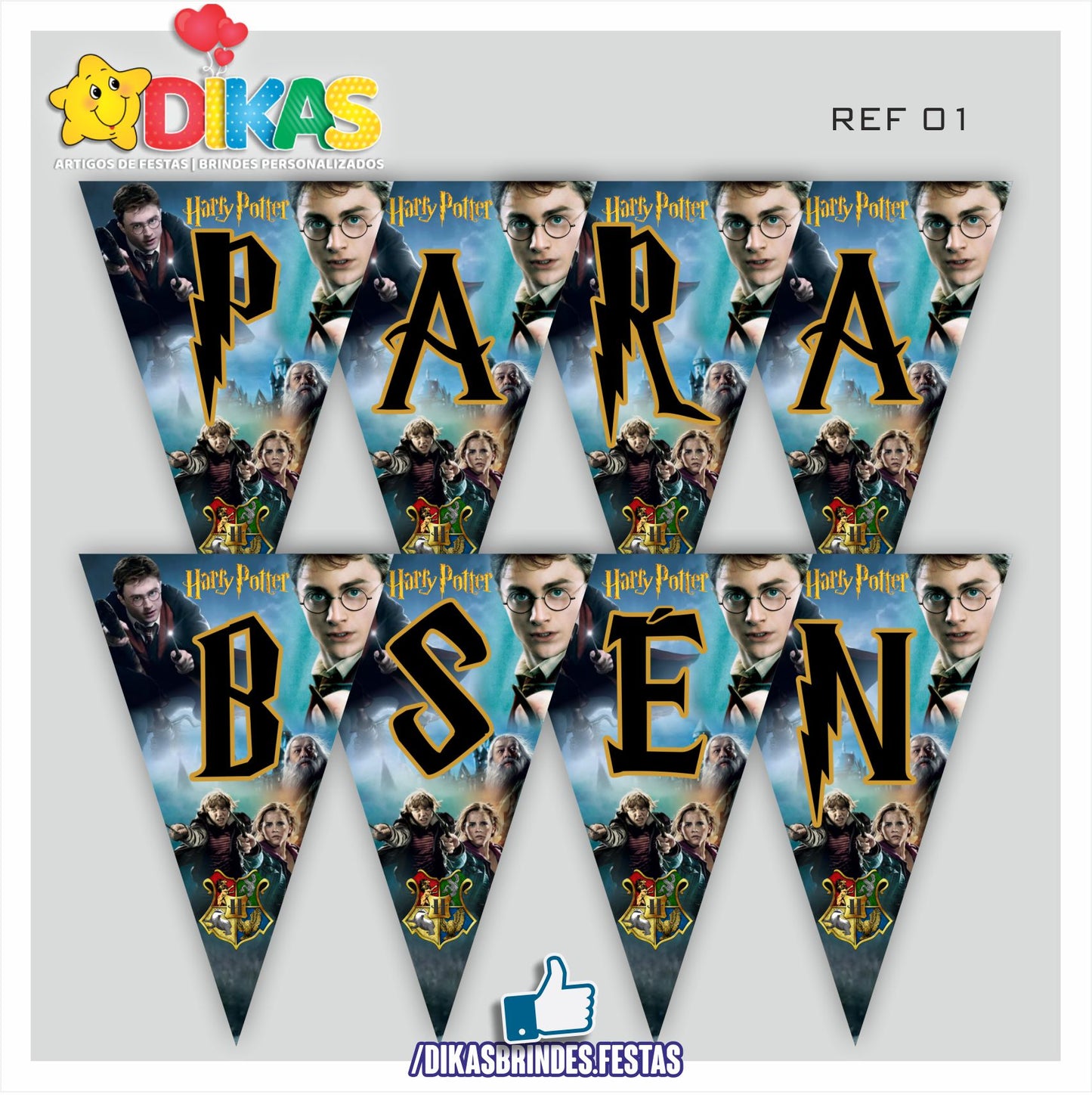 BANDEIROLA "PARABÉNS" - HARRY POTTER