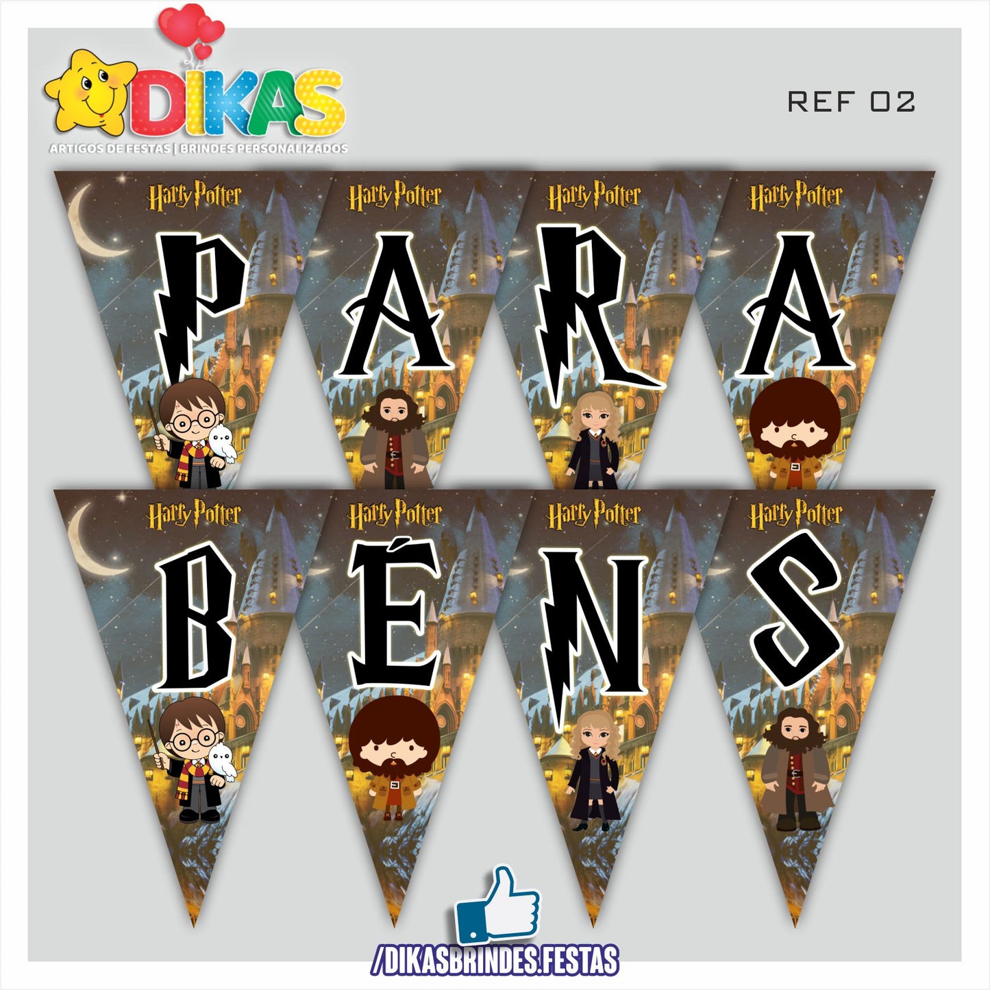 BANDEIROLA "PARABÉNS" - HARRY POTTER