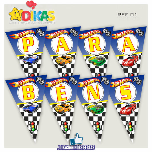 BANDEIROLA "PARABÉNS" - HOTWHEELS