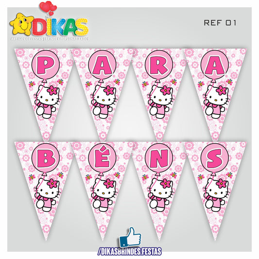 BANDEIROLA "PARABÉNS" - HELLO KITTY