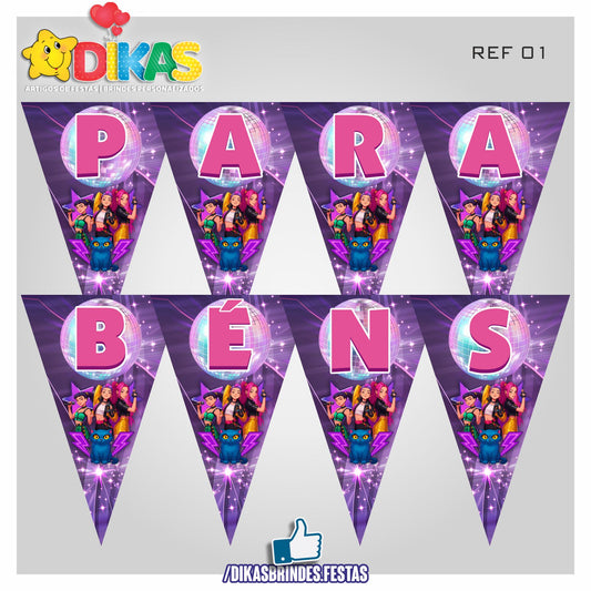 BANDEIROLA "PARABÉNS" - Guerreiras do K-POP