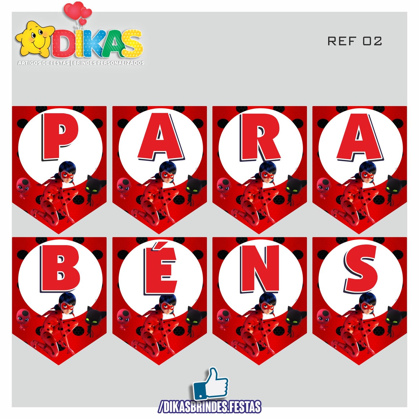 BANDEIROLA "PARABÉNS" - LADYBUG
