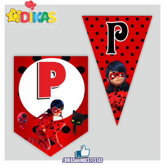 BANDEIROLA "PARABÉNS" - LADYBUG