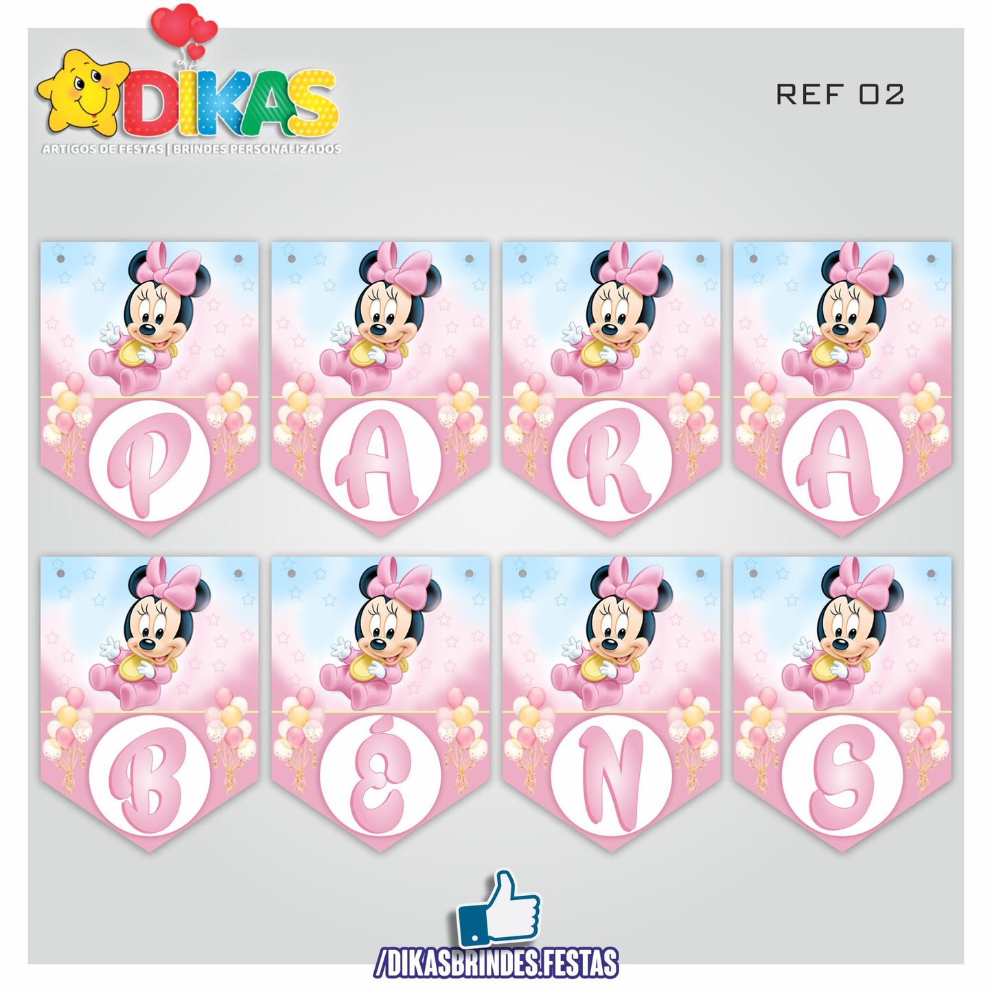 BANDEIROLA "PARABÉNS" - MINNIE BABY