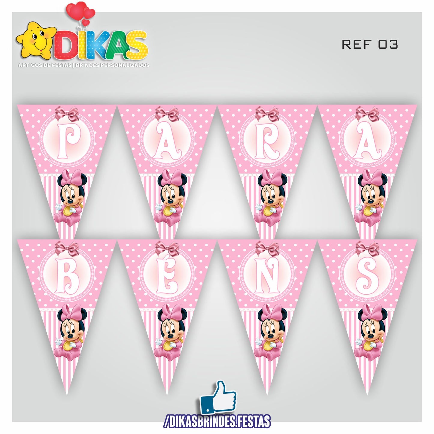 BANDEIROLA "PARABÉNS" - MINNIE BABY