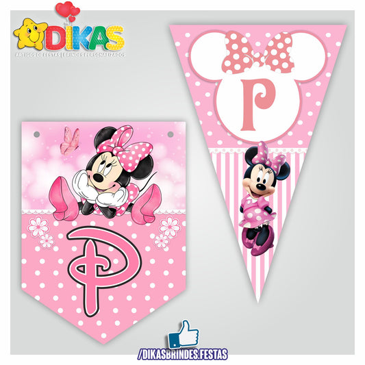 BANDEIROLA "PARABÉNS" - MINNIE ROSA