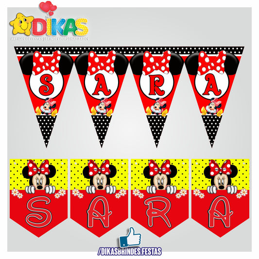 BANDEIROLA PERSONALIZADA - MINNIE VERMELHA