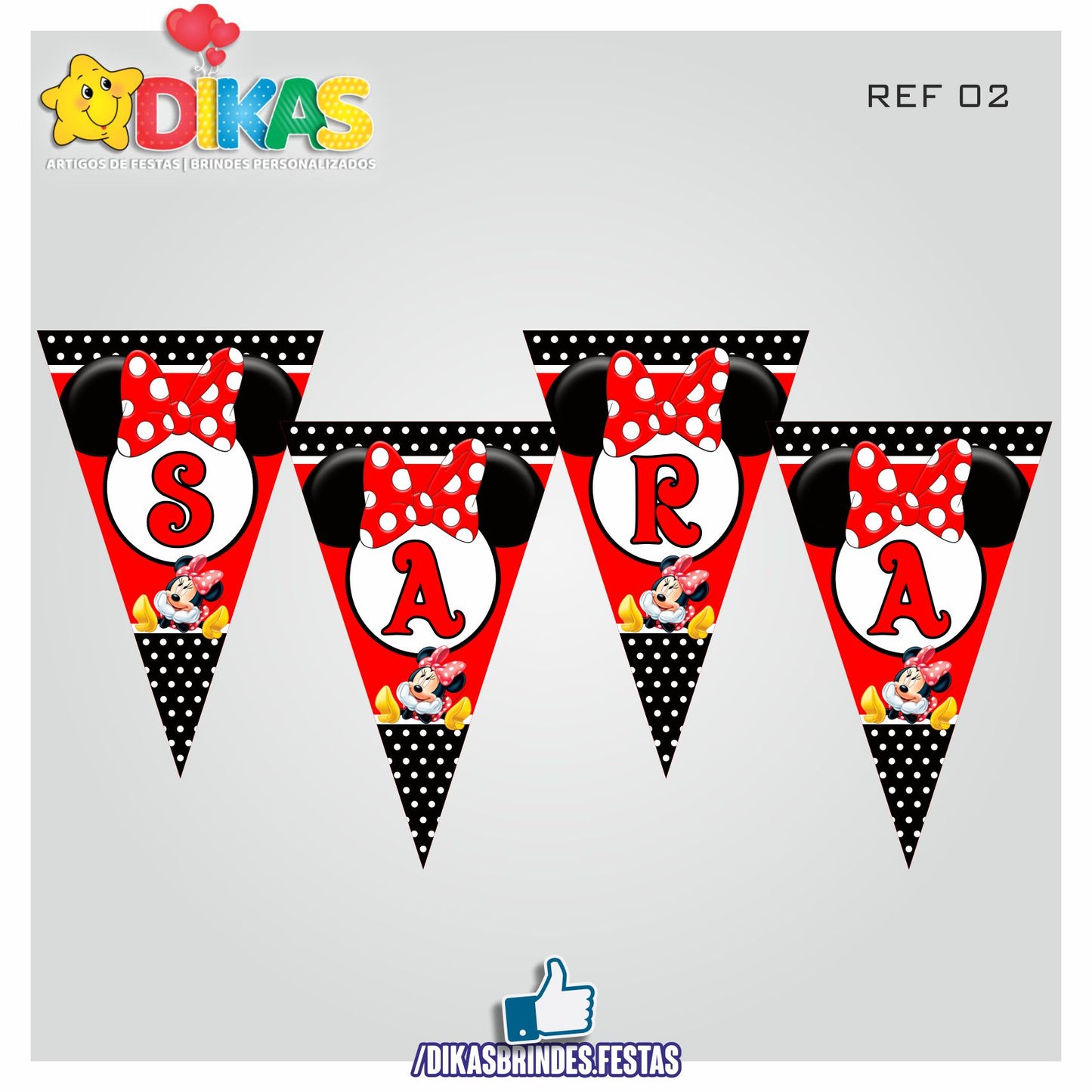 BANDEIROLA PERSONALIZADA - MINNIE VERMELHA