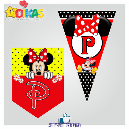 BANDEIROLA "PARABÉNS" - MINNIE VERMELHA