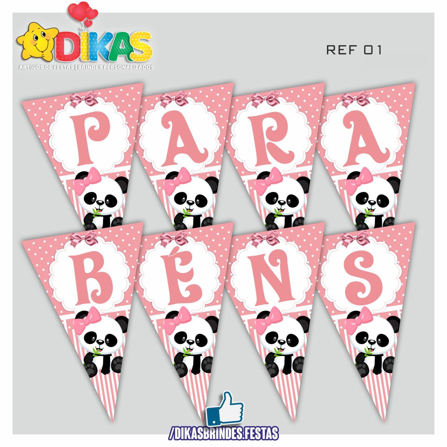 BANDEIROLA "PARABÉNS" - PANDA BEBÉ
