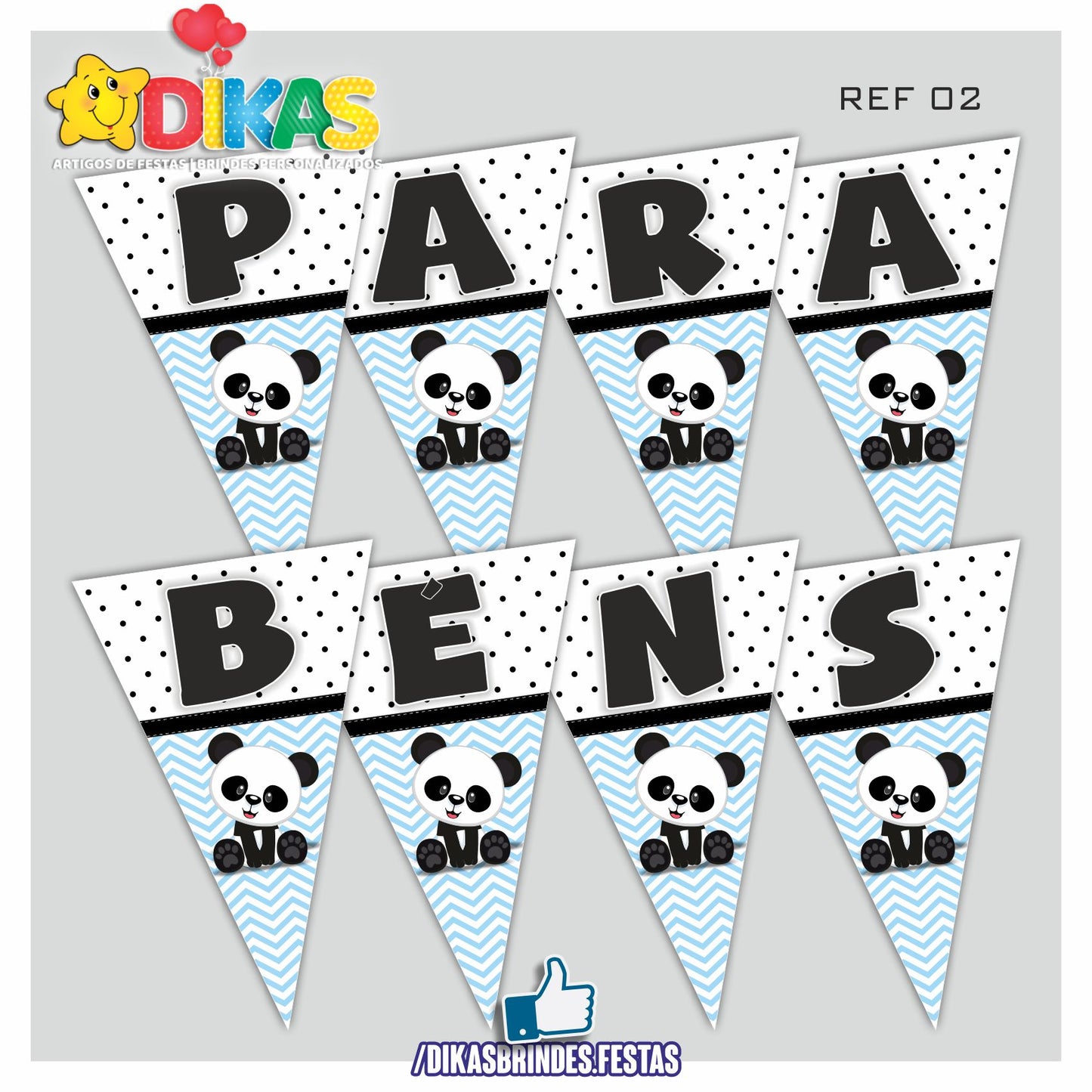 BANDEIROLA "PARABÉNS" - PANDA BEBÉ