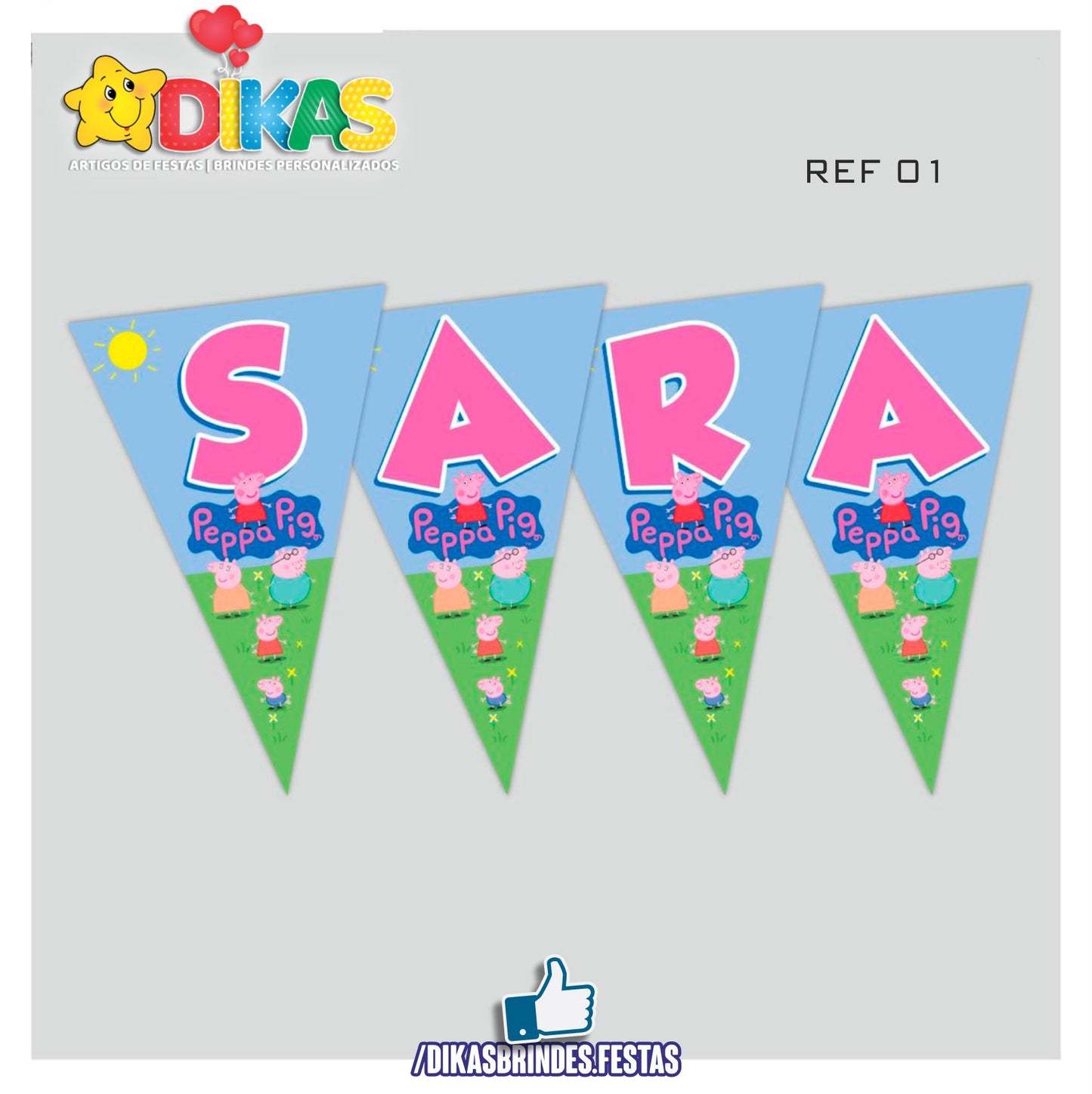 BANDEIROLA PERSONALIZADA - PORQUINHA PEPPA