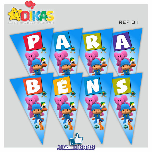 BANDEIROLA "PARABÉNS" - POCOYO