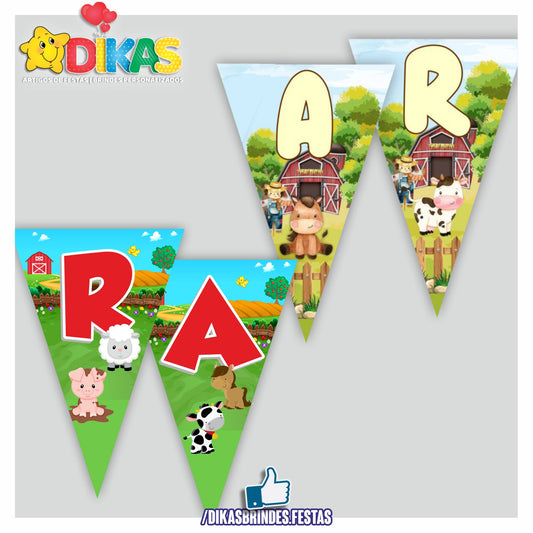 BANDEIROLA "PARABÉNS" - ANIMAIS DA QUINTA