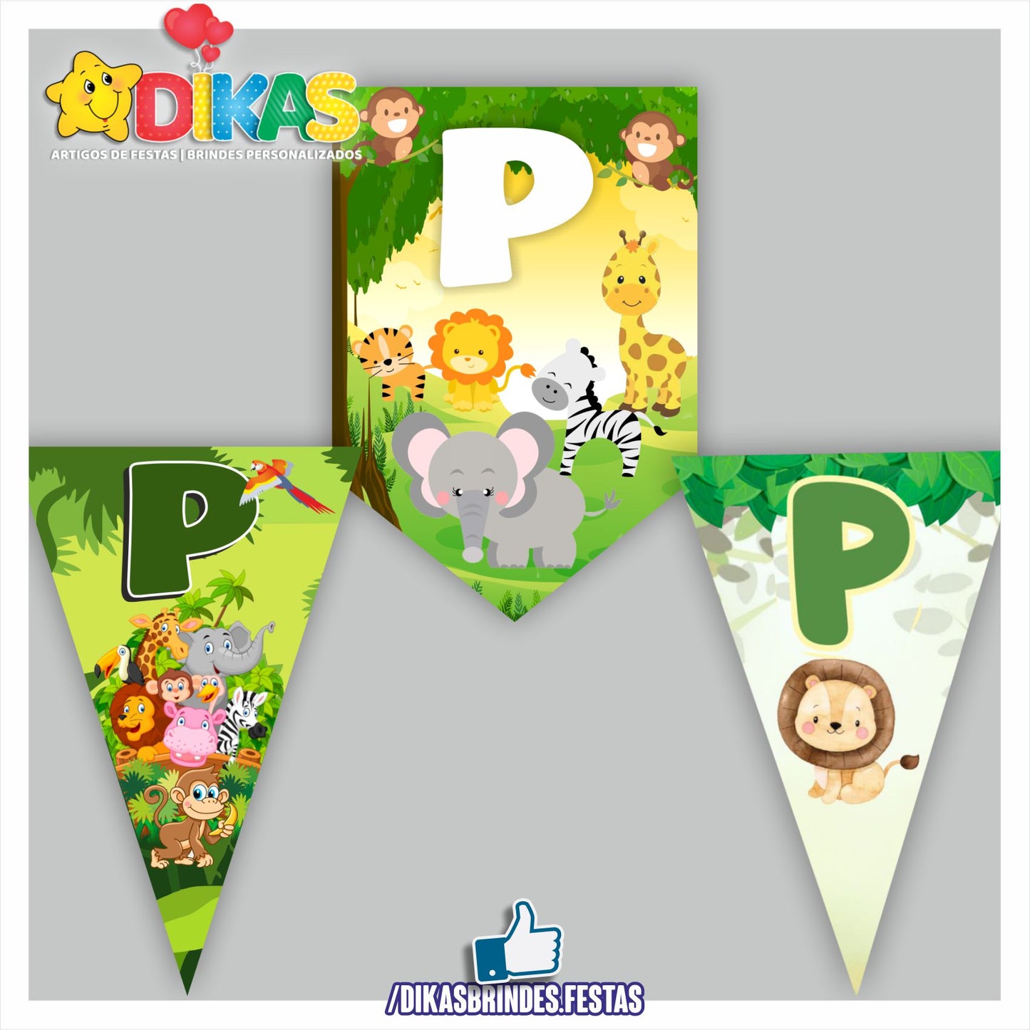 BANDEIROLA "PARABÉNS" - ANIMAIS DA SELVA