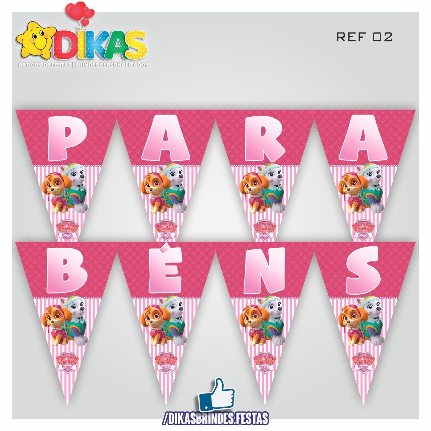 BANDEIROLA "PARABÉNS" - PATRULHA PATA SKYE