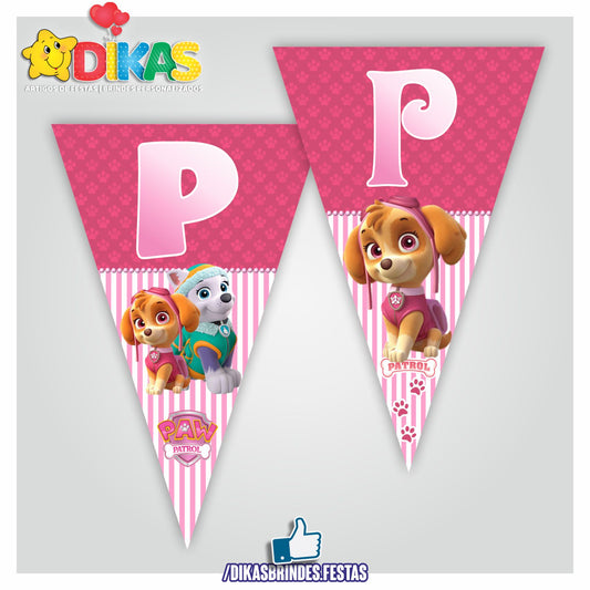 BANDEIROLA "PARABÉNS" - PATRULHA PATA SKYE