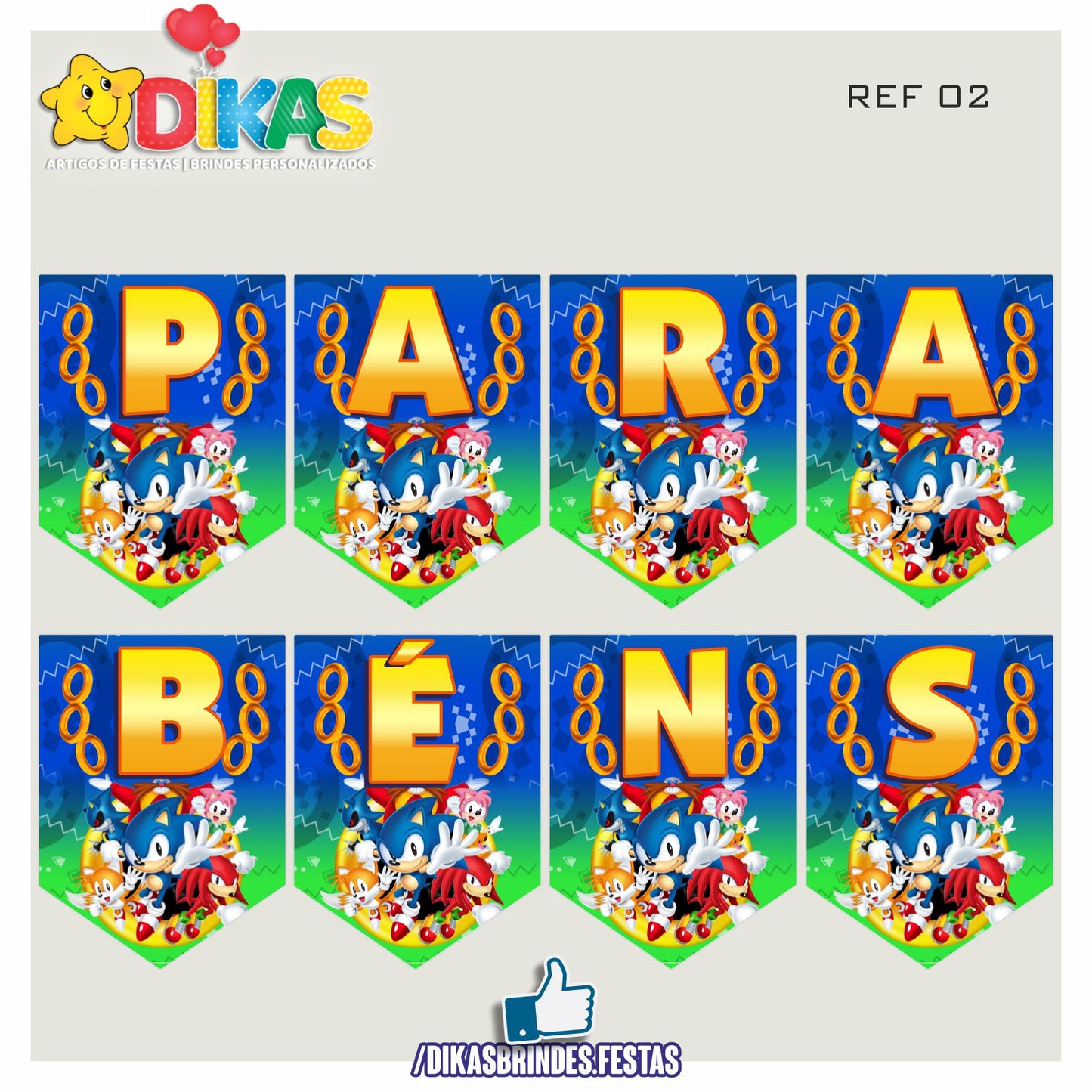 BANDEIROLA "PARABÉNS" - SONIC
