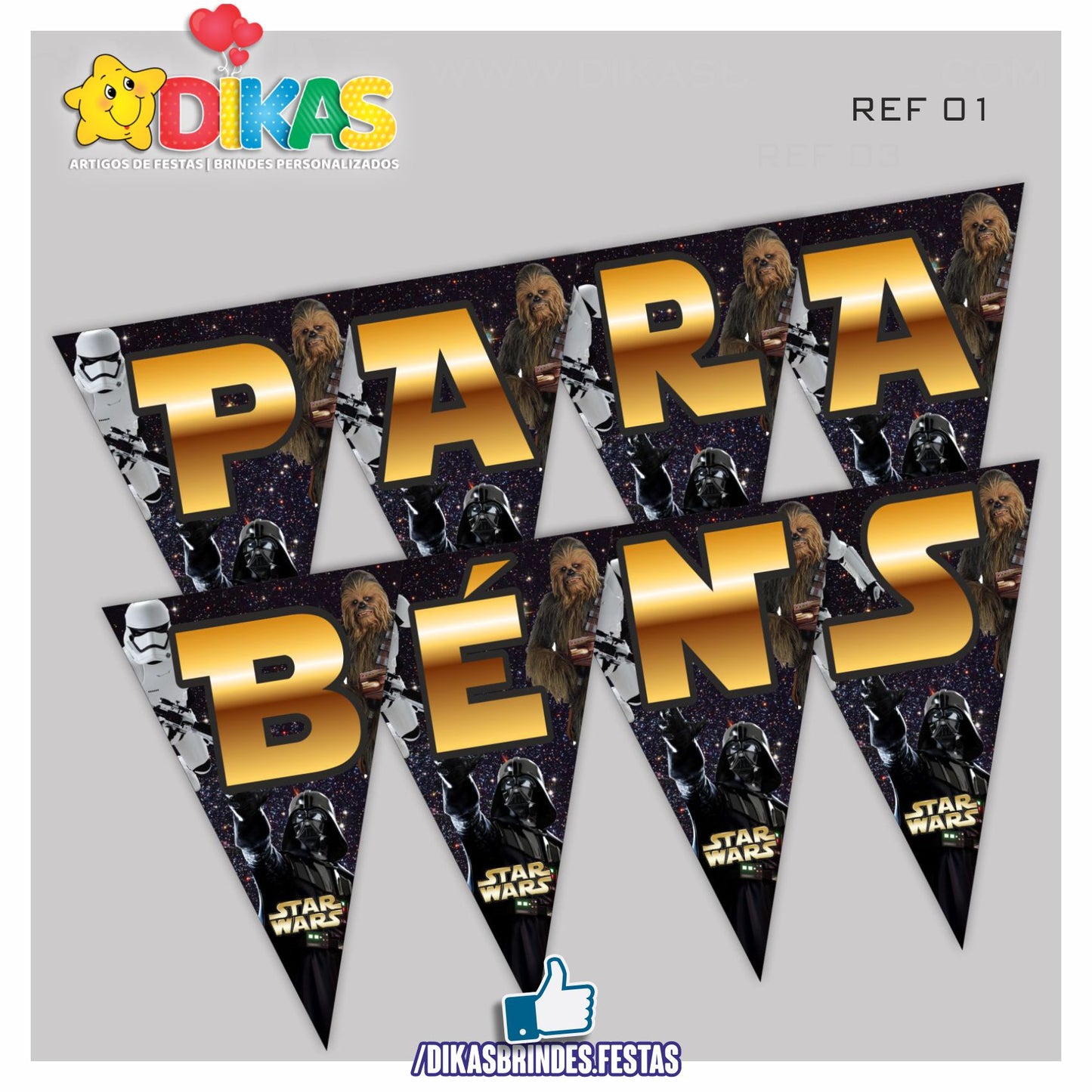 BANDEIROLA "PARABÉNS" - STAR WARS