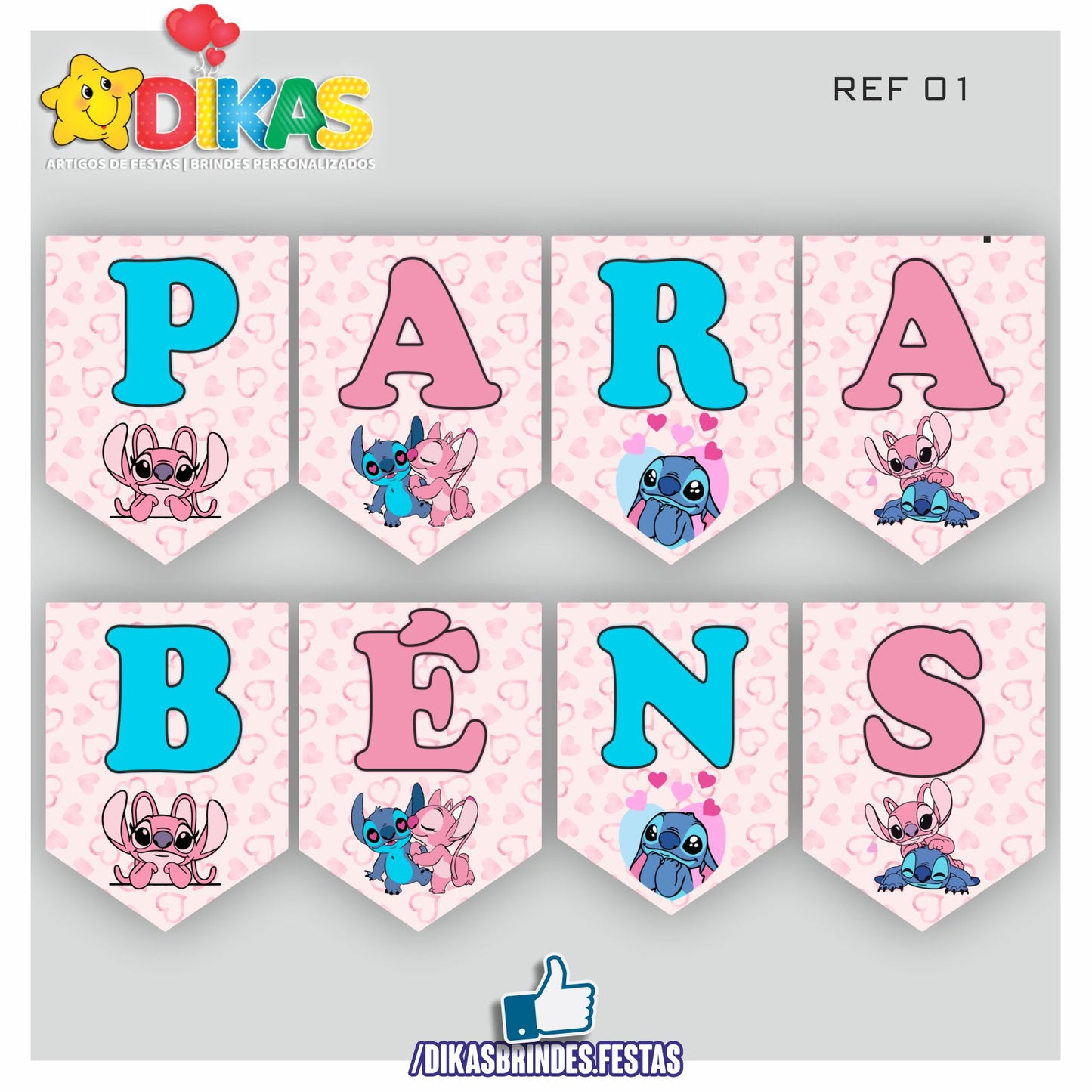BANDEIROLA "PARABÉNS" - STITCH
