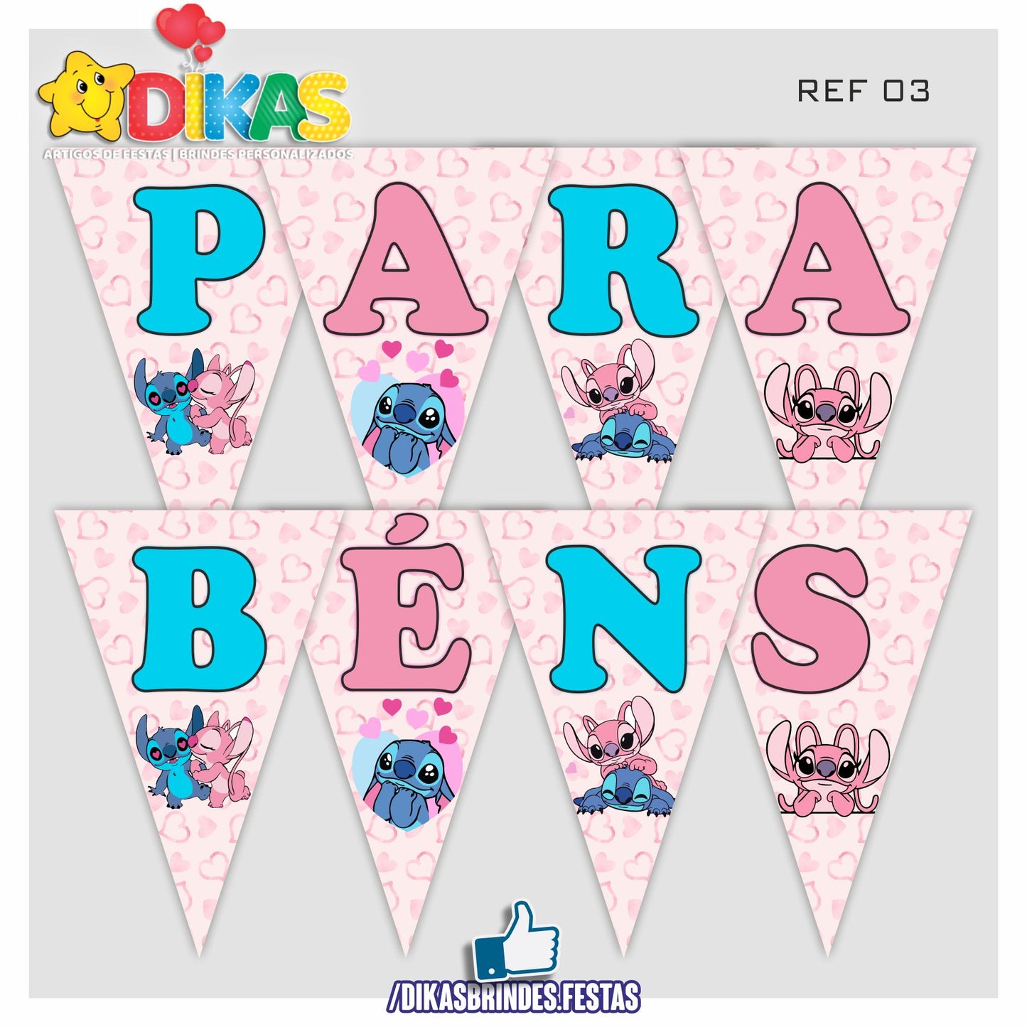 BANDEIROLA "PARABÉNS" - STITCH