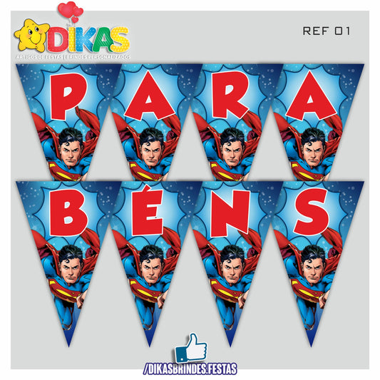 BANDEIROLA "PARABÉNS" - SUPER HOMEM