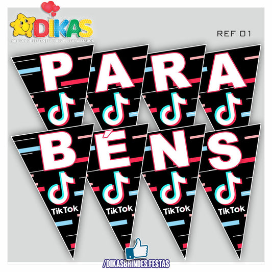 BANDEIROLA "PARABÉNS" - TIK TOK