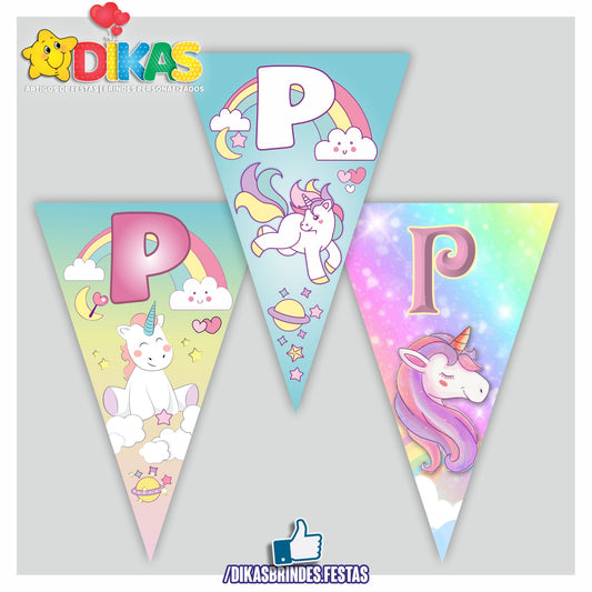 BANDEIROLA "PARABÉNS" - UNICÓRNIO