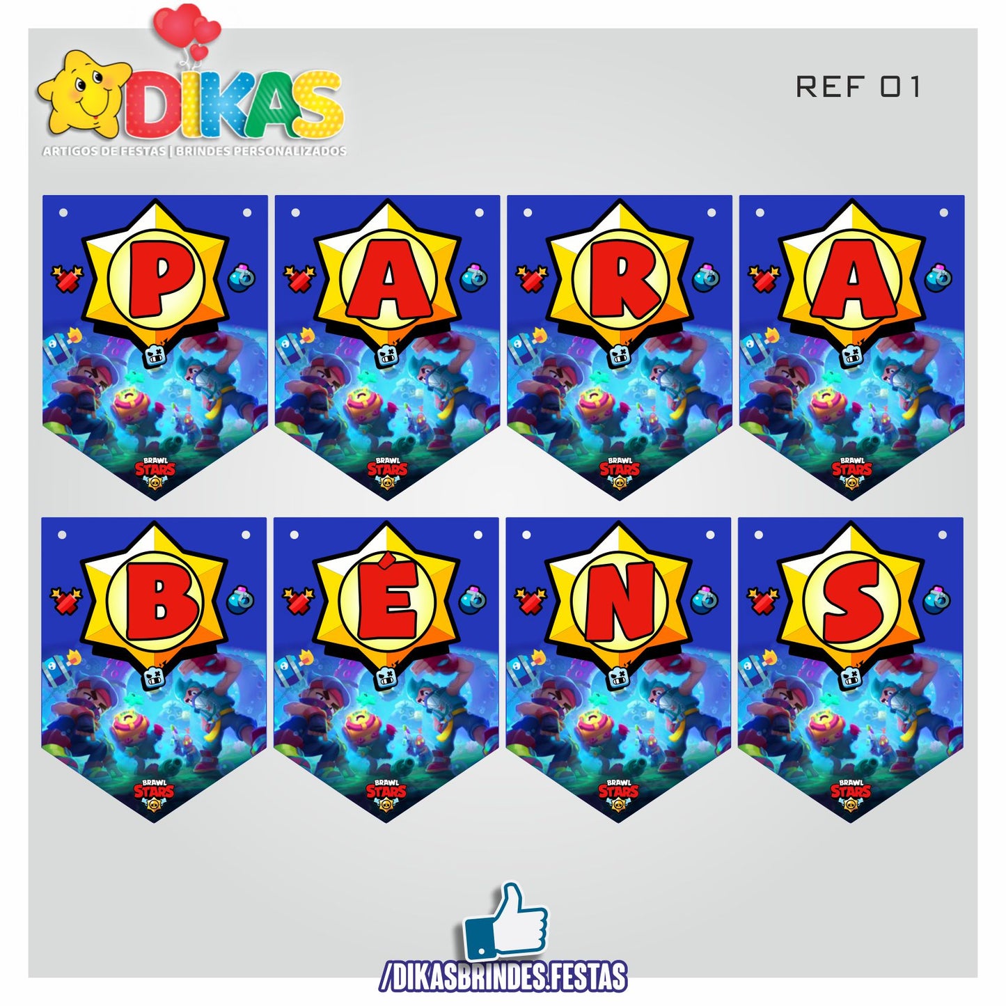 BANDEIROLA "PARABÉNS" - BRAWL STARS