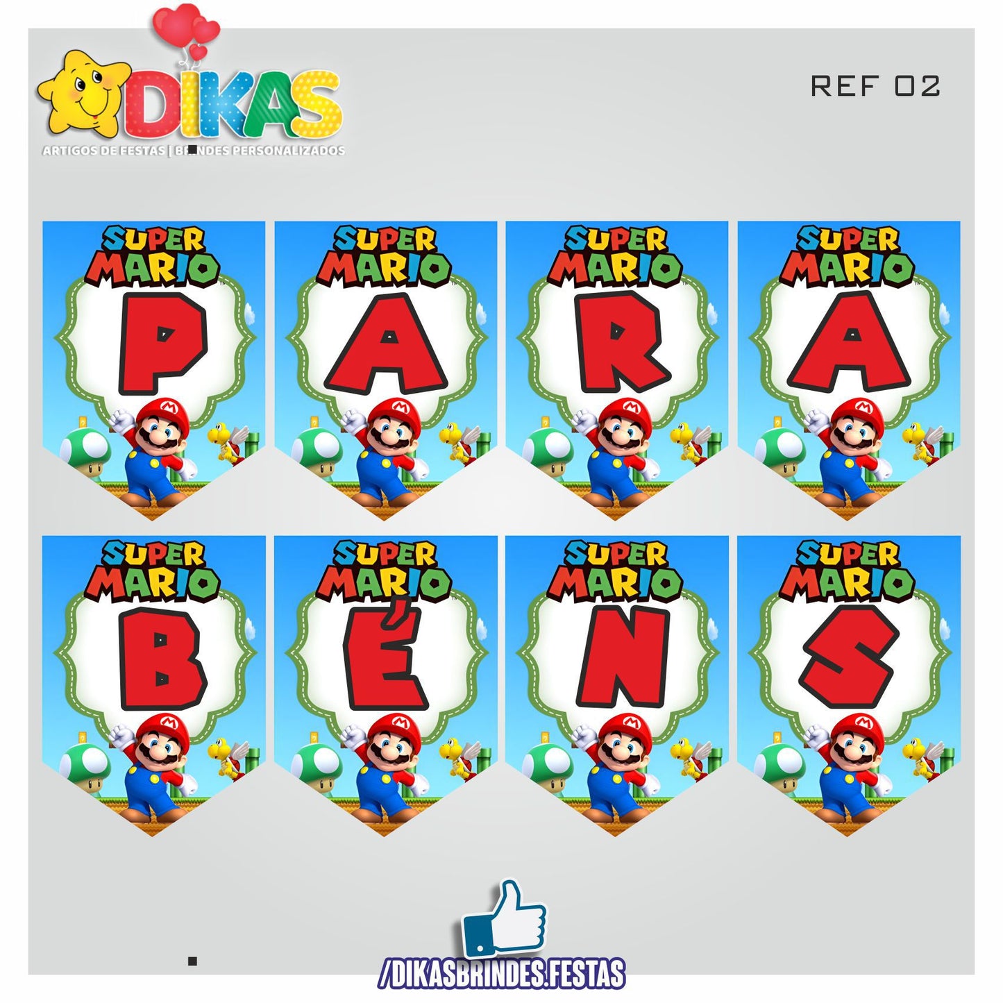 BANDEIROLA "PARABÉNS" - MARIO BROS